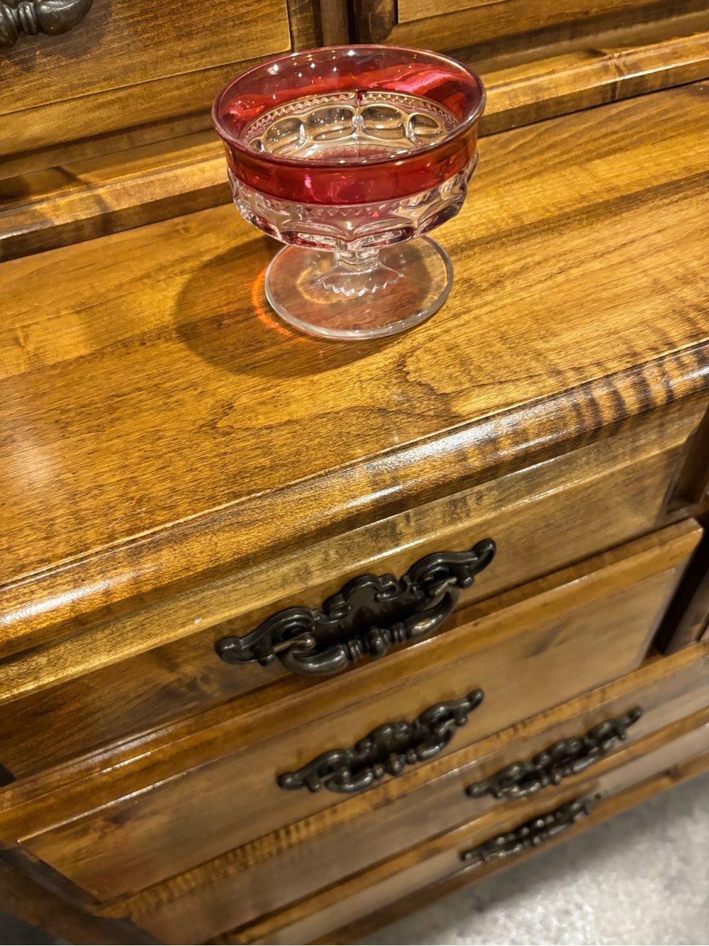 Red-Rim Glass Pedestal Dessert Cup - Clear Footed Compote